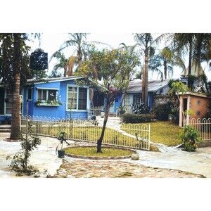 Kodak 35mm 1950s Red Border Kodachrome, Cozy blue bungalow, Florida